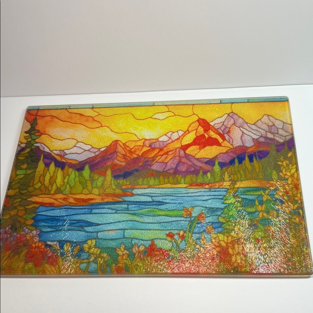 Vibrant Landscape Glass cutting board